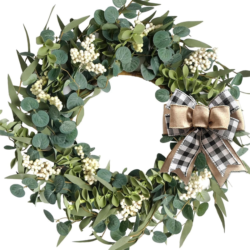Eucalyptus Wreath for Front Door – Farmhouse Greenery Décor in 5 Styles (20"–26")