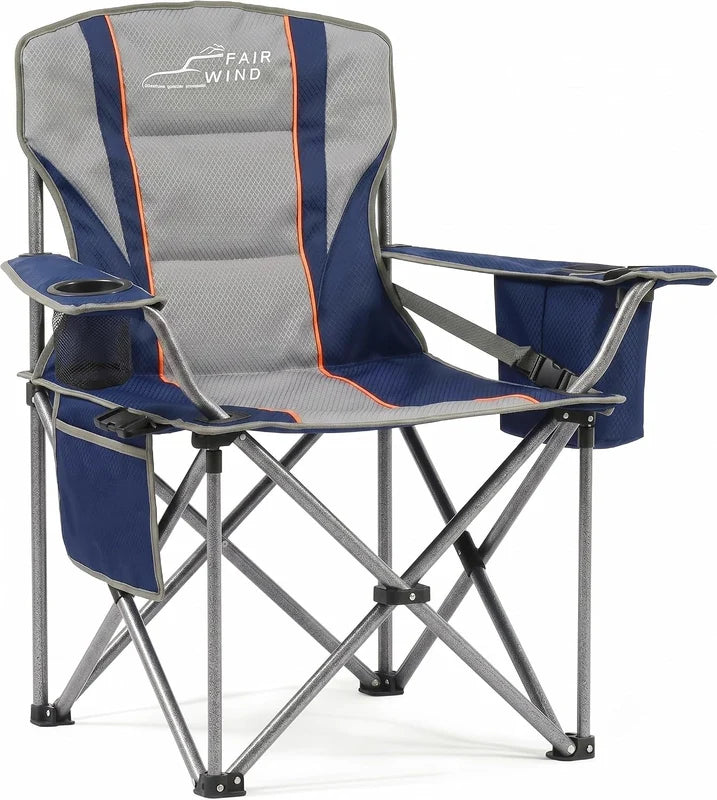 OVERSIZED CAMPING CHAIR –  550 LB HEAVY-DUTY FOLDING CHAIR WITH WIDE PADDED SEAT WITH LUMBAR SUPPORT