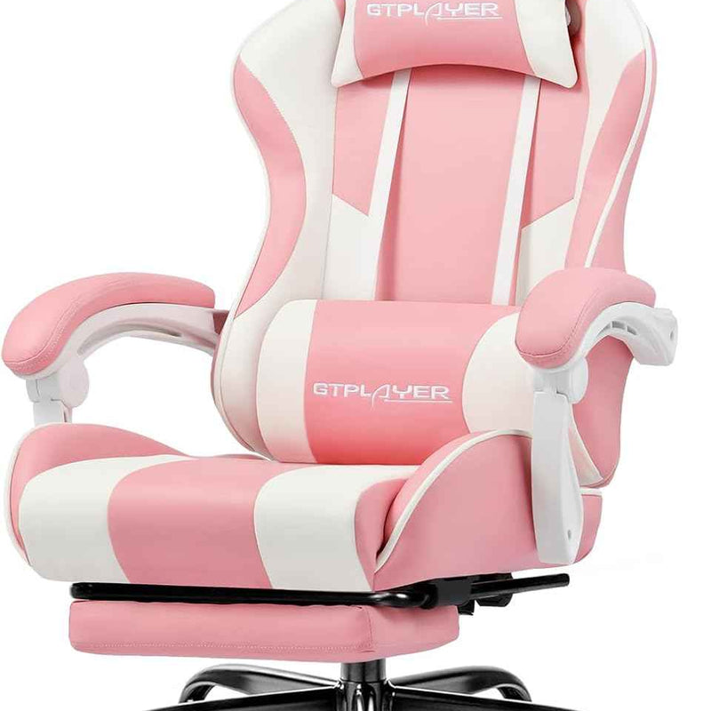GAMING CHAIR WITH FOOTREST – LUMBAR SUPPORT & 360° SWIVEL