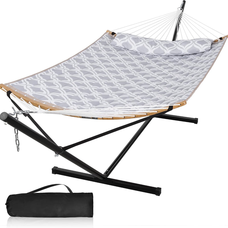 2-Person Hammock with Adjustable-Height Stand, Pillow & Carrying Bag