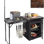 Camping Portable Cook Station/Kitchen Table, Folding Outdoor Cooking Table with Storage