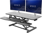 Standing Desk Converter, Height Adjustable Sit to Stand Desk Riser, Manual & Electric Dual Monitor Laptop Workstation with Wide Keyboard Tray