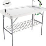 Folding Fish Cleaning Table with Sink & Sprayer Options