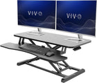 Standing Desk Converter, Height Adjustable Sit to Stand Desk Riser, Manual & Electric Dual Monitor Laptop Workstation with Wide Keyboard Tray