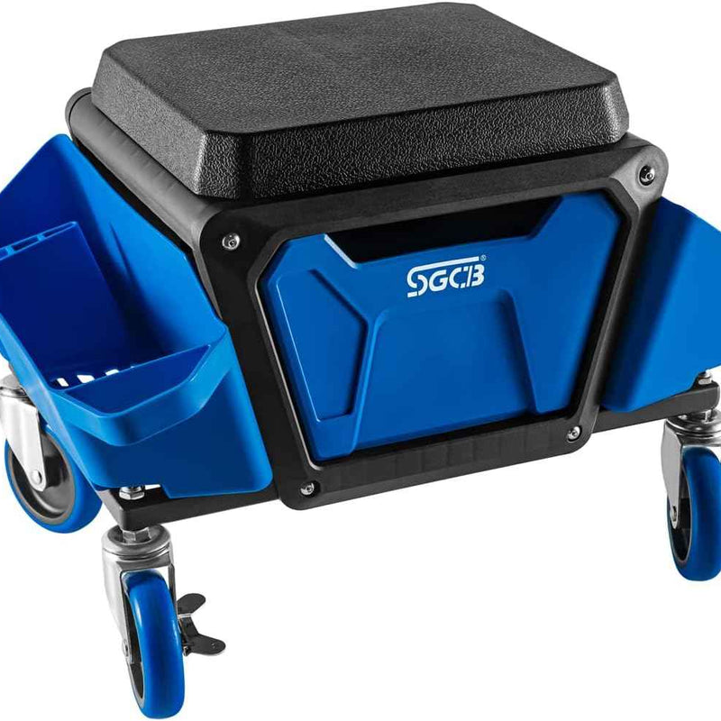 Mobile Mechanic Toolbox Seat with Drawers - Rolling Mechanic Stool with Sliding Tool Tray, Shop Stool with Wheels for Garage & Workshop, Auto Repair
