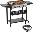 2 & 3 BURNER PORTABLE PROPANE FLAT TOP GRIDDLE – 20,000–45,000 BTU OUTDOOR GRIDDLE WITH SIDE SHELVES & CART
