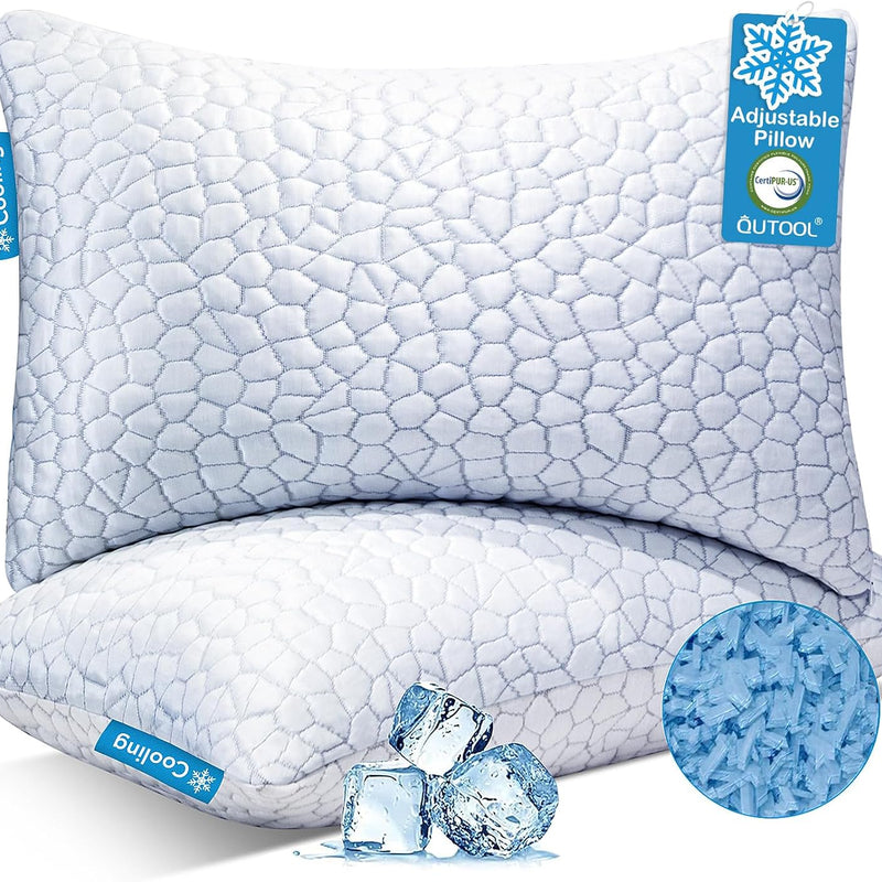 Gel Memory Foam Pillows, Set of 2 – Firm Quilted & Dual-Sided Cooling