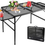 Foldable Camping Grill Table with Aluminum Frame & Adjustable Height