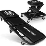 2-in-1 Convertible Z-Creeper Seat - Rolling Mechanic Creeper with Wheels, Under Dash Creeper & Garage Chair for Auto Repair, Low Profile Roller Seat