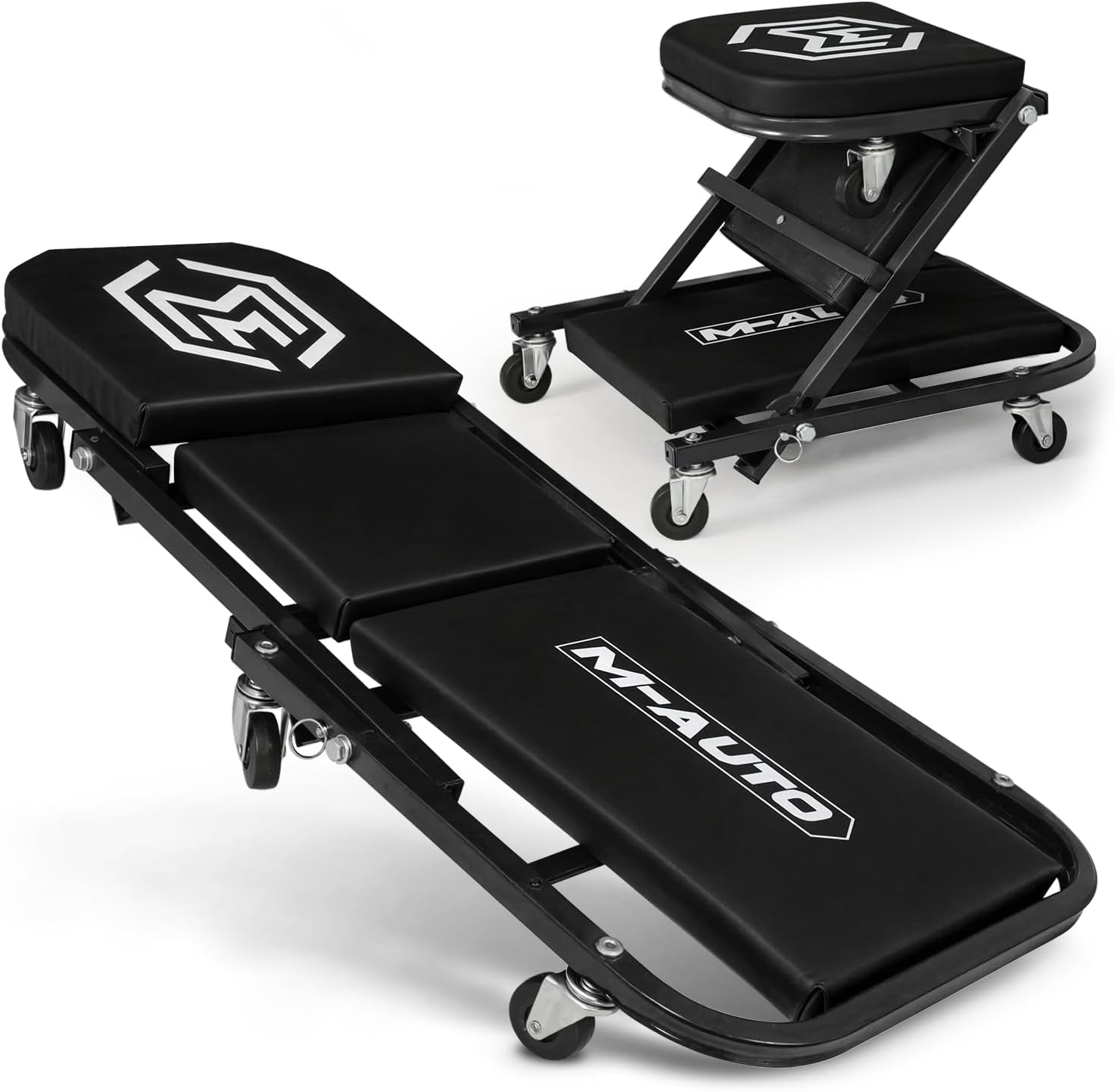 2-in-1 Convertible Z-Creeper Seat - Rolling Mechanic Creeper with Wheels, Under Dash Creeper & Garage Chair for Auto Repair, Low Profile Roller Seat - Black 330 lb 2-in-1 Mechanic Creeper Seat 36"