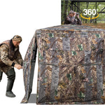 VEVOR Hunting Blind See Through Ground Blinds with Carrying Bag, 360 Degree Portable Camouflage Tent Durable Concealed Shelter with Silent Side Door and Window, for Turkey and Deer