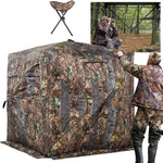 VEVOR Hunting Blind See Through Ground Blinds with Carrying Bag, 360 Degree Portable Camouflage Tent Durable Concealed Shelter with Silent Side Door and Window, for Turkey and Deer