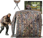 SucceBuy 270° & 360° See Through Pop Up Hunting Blind, 2-3 Person / 3-4 Person Ground Deer Blind with Carrying Bag, Portable Hunting Tent - Media 1