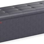 43" Folding Storage Ottoman Bench with Padded Seat & Hidden Storage