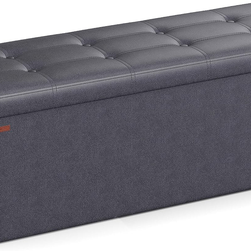 43" Folding Storage Ottoman Bench with Padded Seat & Hidden Storage