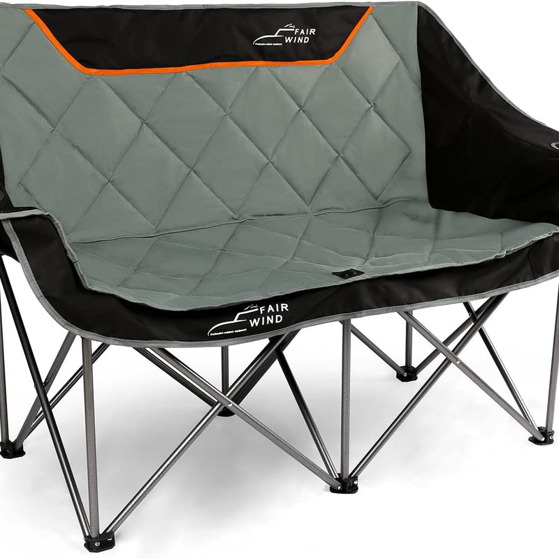 Oversized Padded 2-Person Folding Camping Loveseat Chair – Heavy Duty Outdoor Seating