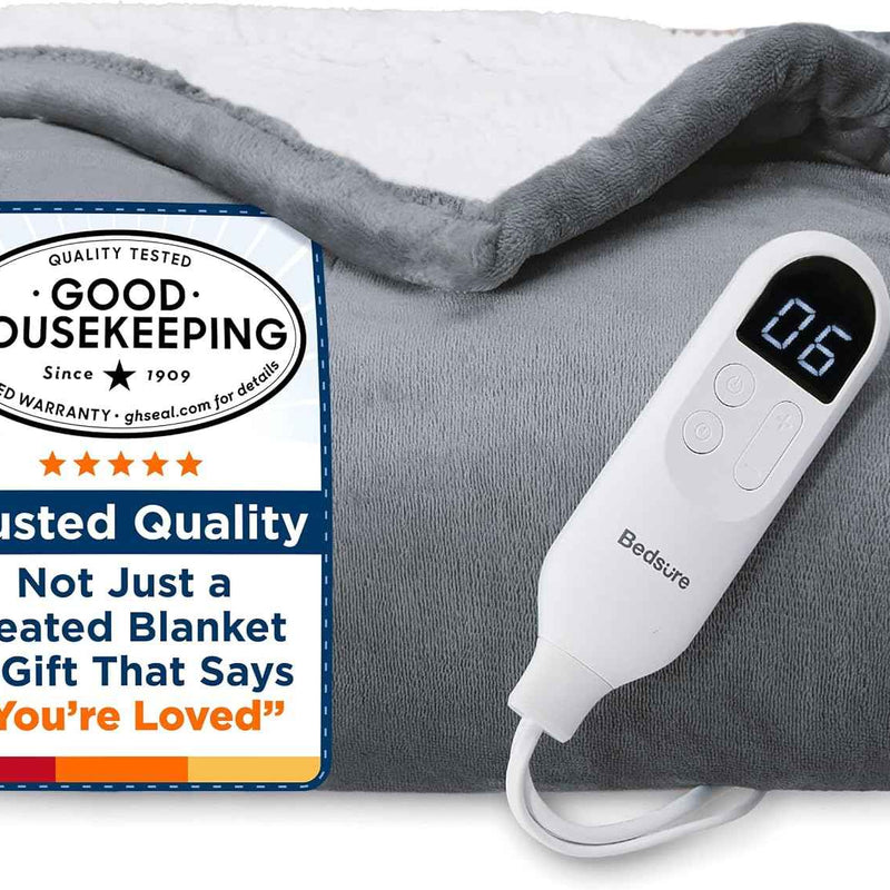 Heated Throw Blanket – Flannel & Sherpa, 6 Heat Levels