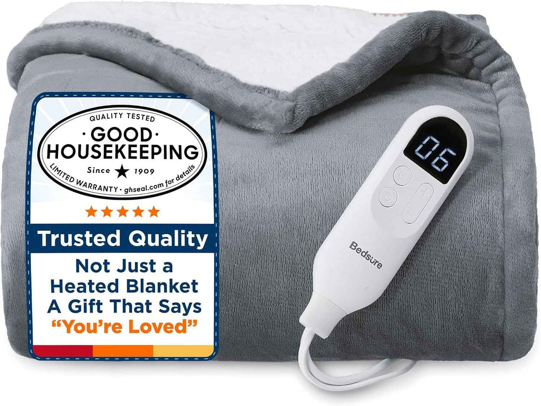 Heated Throw Blanket – Flannel & Sherpa, 6 Heat Levels