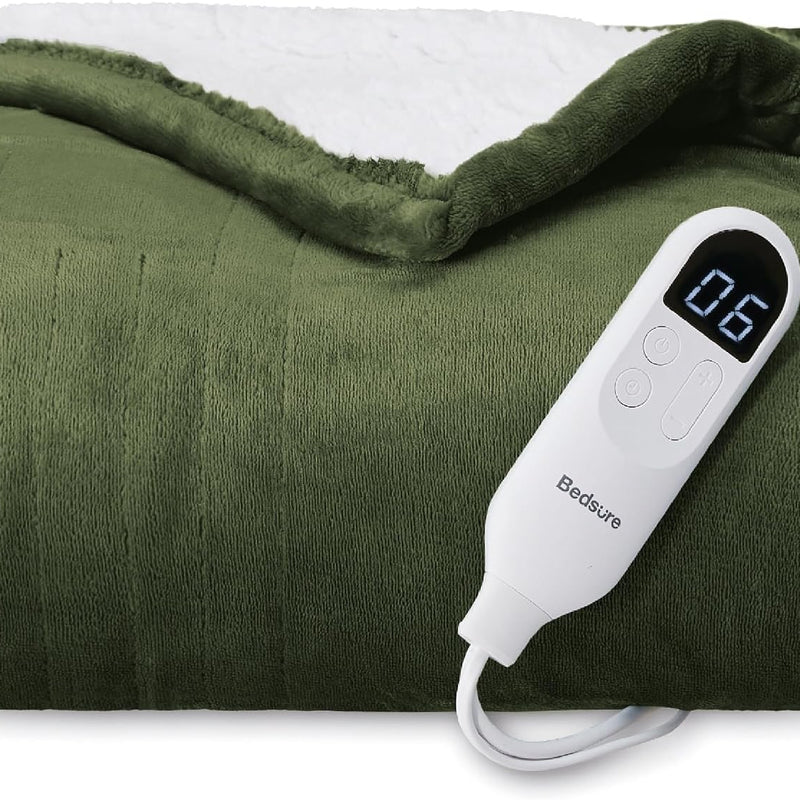Heated Throw Blanket – Flannel & Sherpa, 6 Heat Levels