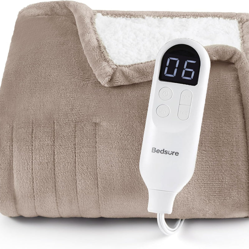 Heated Throw Blanket – Flannel & Sherpa, 6 Heat Levels