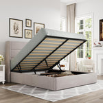 Lift-Up Storage Bed Frame with Upholstered Wingback Headboard