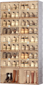 FOLDABLE SHOE CABINET WITH DOORS – SLIM ENTRYWAY SHOE STORAGE ORGANIZER