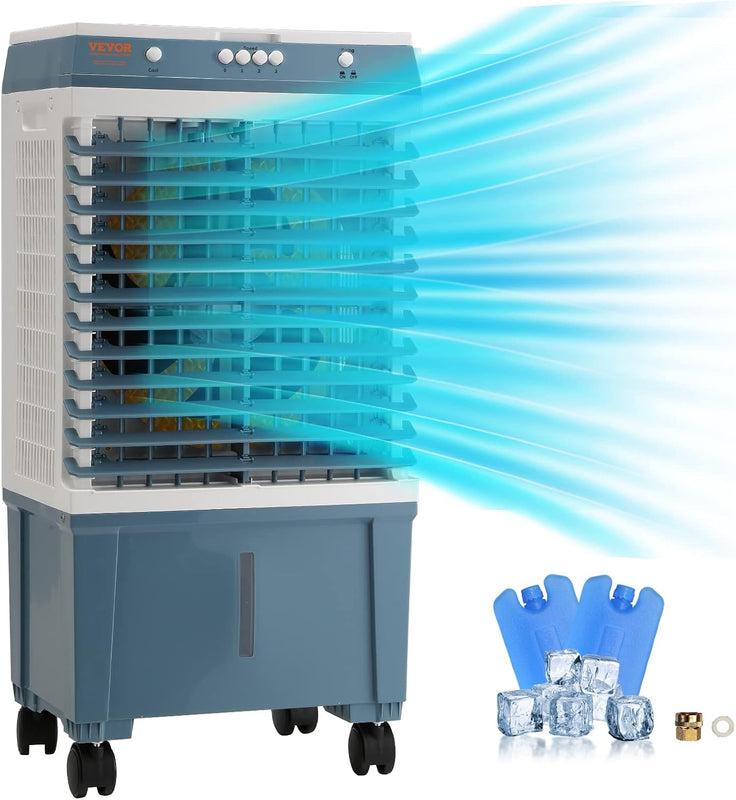 3-in-1 Evaporative Air Cooler Tower Fan with Remote Control - 2.1  - 5.3 Gal / White 30.7" 5-Gal