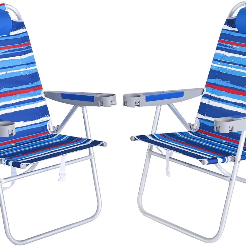 17" Big & Tall Oversized Beach Chairs 2-Pack – Heavy Duty Folding Outdoor Seating