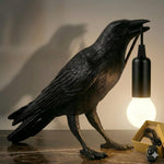 Gothic Raven Lamp – Dark Academia Table Light