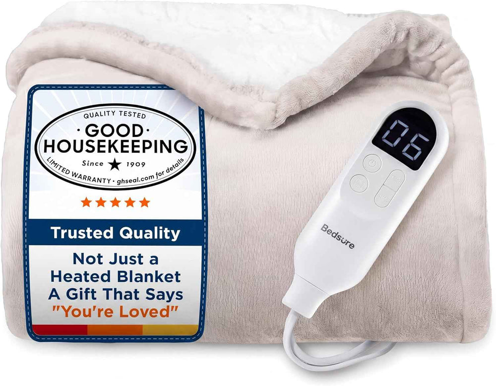 Heated Throw Blanket – Flannel & Sherpa, 6 Heat Levels