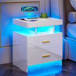 NIGHTSTAND WITH CHARGING STATION – LED, USB-C & DRAWERS - Media 1