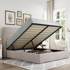 Lift-Up Storage Bed Frame with Upholstered Wingback Headboard