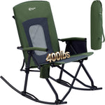 High Back Folding Rocking Camping Chair – Oversized Portable Outdoor Rocker with Cup Holder, Carry Bag & Heavy-Duty Steel Frame