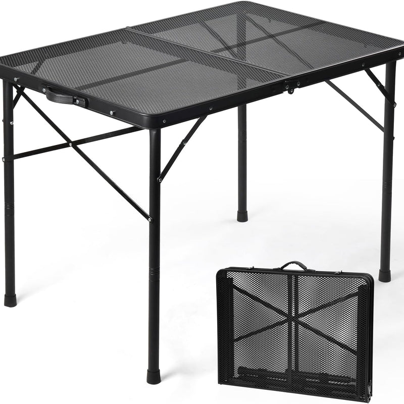 Foldable Camping Grill Table with Aluminum Frame & Adjustable Height