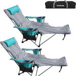 Premium Reclining Camping Chair with Footrest & Headrest – 4-Position Adjustable Recline