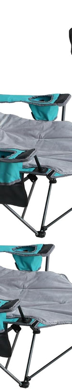 Premium reclining camping chair with footrest and headrest- 4-position adjustable recline - Cyan with Cotton Pad (2 Pack)