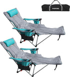 Premium Reclining Camping Chair with Footrest & Headrest – 4-Position Adjustable Recline