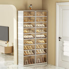 Folding Shoe Cabinet, Foldable Collapsible Shoe Rack Organizer with Doors, Freestanding Shoe Storage Cabinet for Hallway, Closet, Living Room