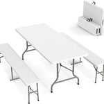 6 Ft Folding Picnic Table with 2 Benches (3-Piece Set)