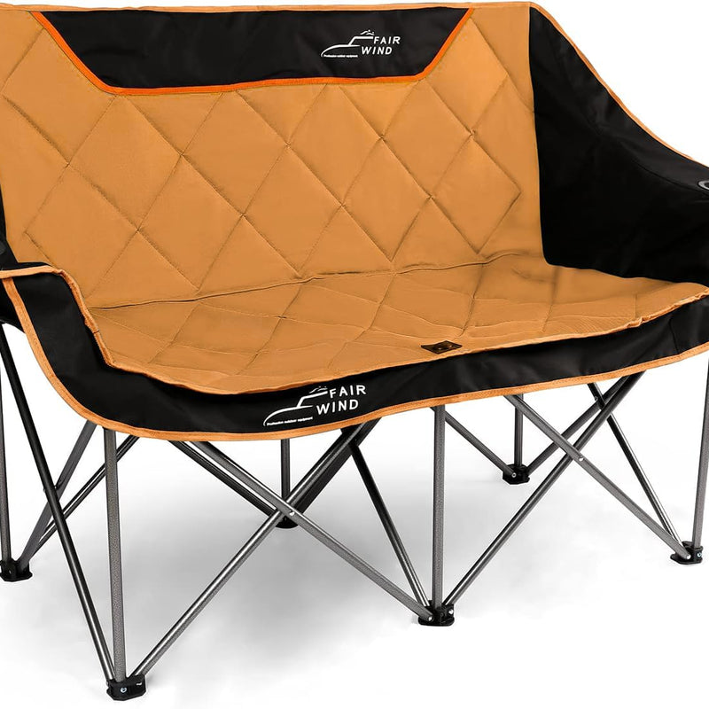 Oversized Padded 2-Person Folding Camping Loveseat Chair – Heavy Duty Outdoor Seating