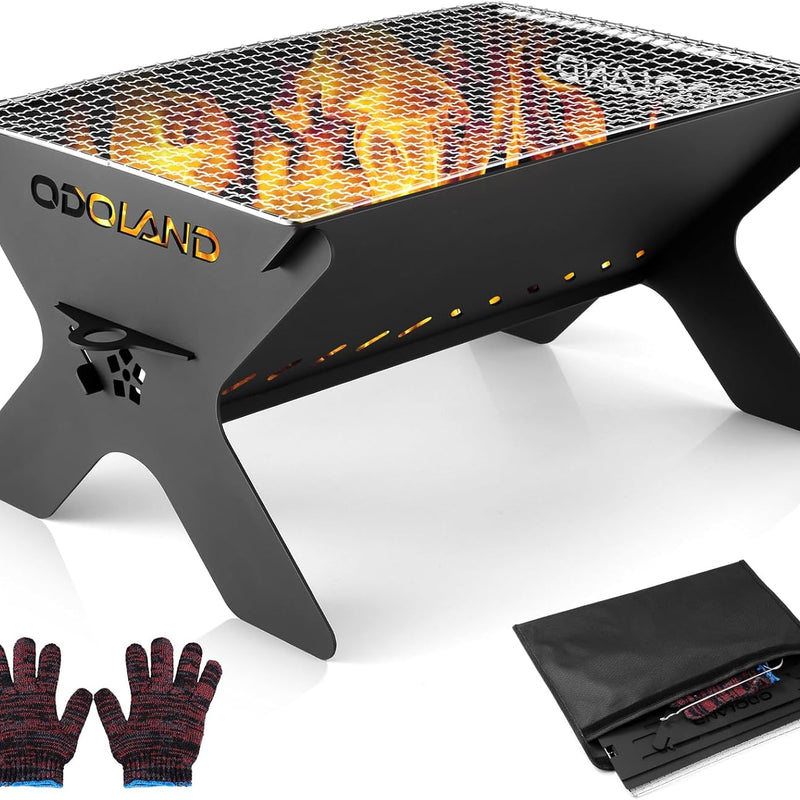 Portable Folding Charcoal Grill & Campfire Fire Pit