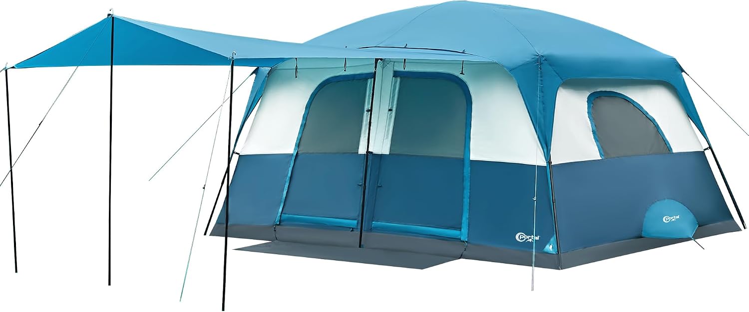 8-10 Person Instant Cabin Tent in Khaki- 8-Person size- front view