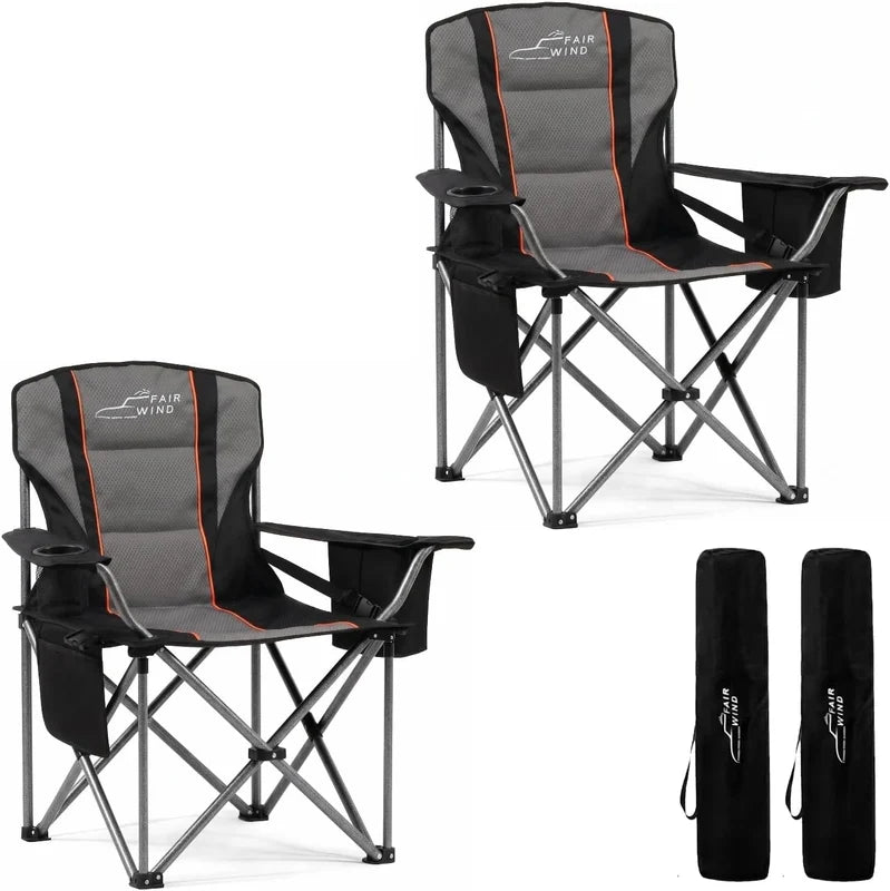 OVERSIZED CAMPING CHAIR –  550 LB HEAVY-DUTY FOLDING CHAIR WITH WIDE PADDED SEAT WITH LUMBAR SUPPORT