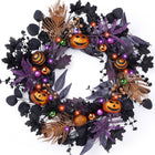 Halloween Wreath for Front Door – Pumpkin & Ghost Halloween Door Decorations, Pre-Lit Porch Wall Party Decor