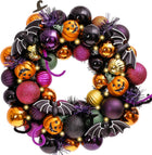 Halloween Wreath for Front Door – Pumpkin & Ghost Halloween Door Decorations, Pre-Lit Porch Wall Party Decor