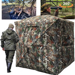 Hunting Blind with Floor Mat, 360 Degree See Through Ground Blind with Carrying Bag, 2/3/4 Person Pop Up Camouflage Tent Portable Concealed Shelter