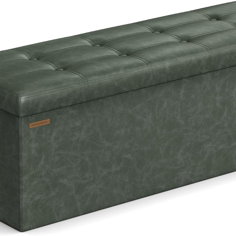 43" Folding Storage Ottoman Bench with Padded Seat & Hidden Storage