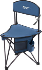 Tri-Lite Stool w/Back, Lightweight Portable Fishing Chair w/Cupholder and Carry Strap, Supports 225-Lb, Portable Outdoor Chair for the Hunting Blind, Camping, Travel, Hiking