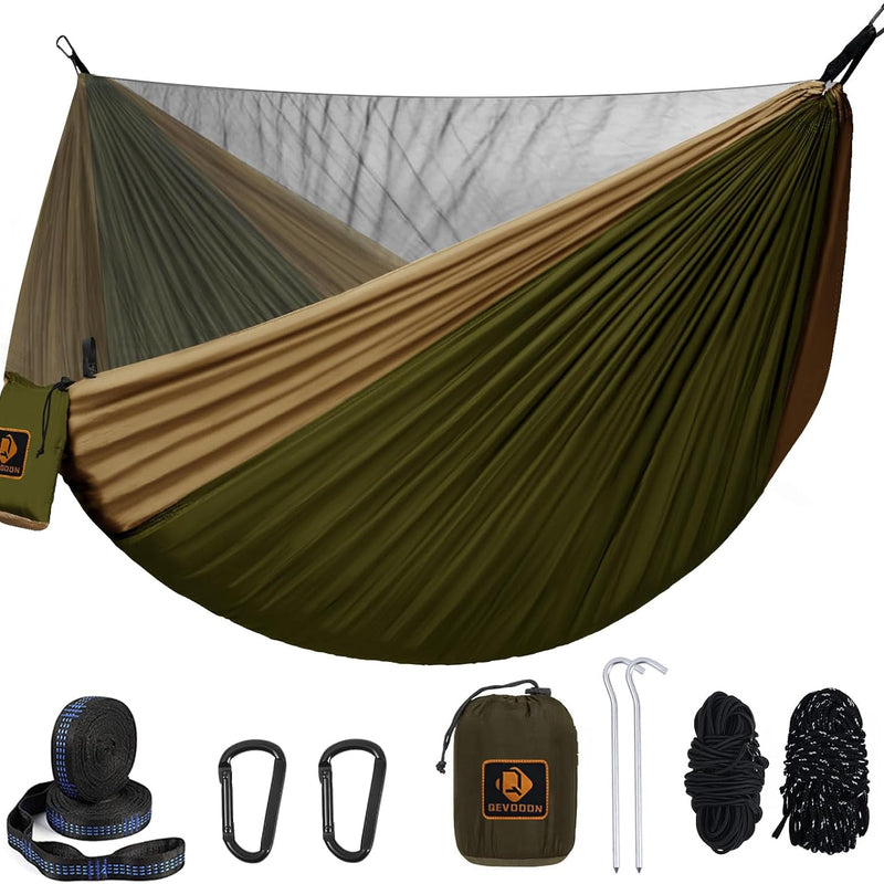 DOUBLE CAMPING HAMMOCK WITH REVERSIBLE BUG NET – 2 PERSON, 660 LB