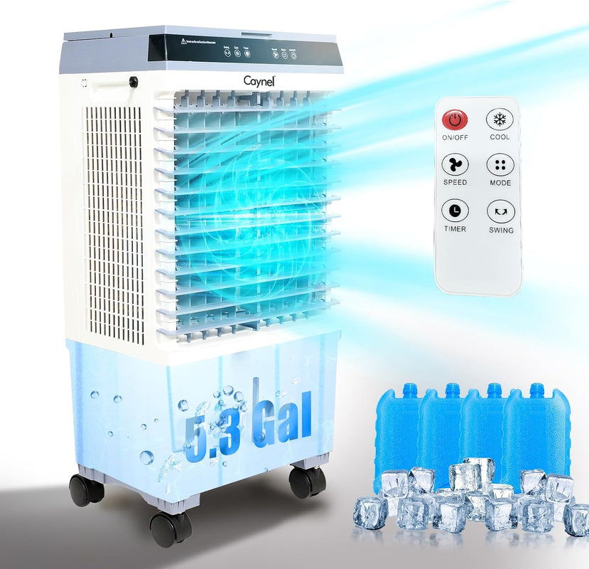 3-in-1 Evaporative Air Cooler Tower Fan with Remote Control - 2.1  - 5.3 Gal / White 40.6" 5.3-Gal